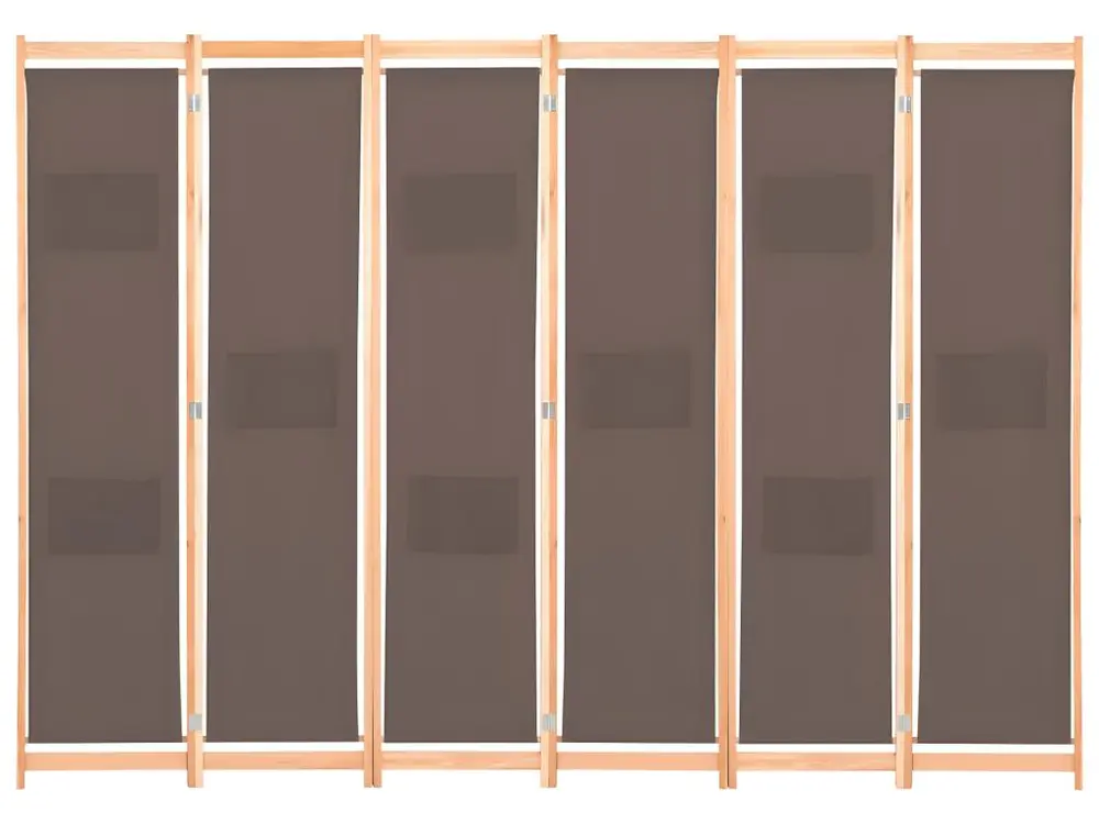 Paravent séparateur de pièce cloison de séparation décoration meuble 6 panneaux marron 240 x 170 x 4 cm tissu 0802090