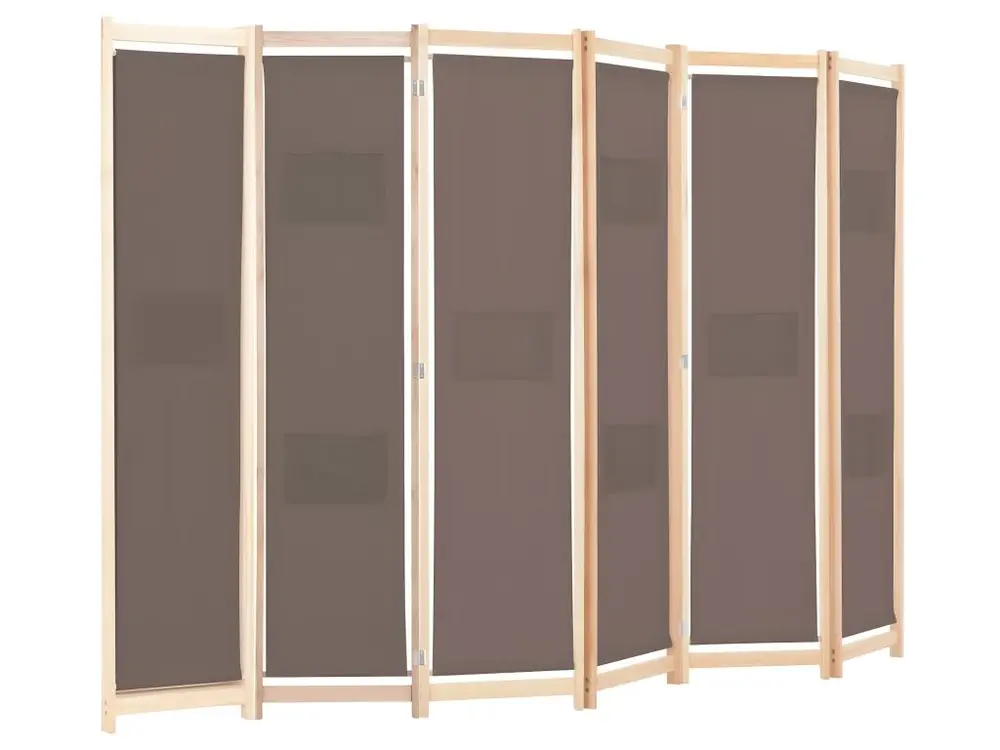 Paravent séparateur de pièce cloison de séparation décoration meuble 6 panneaux marron 240 x 170 x 4 cm tissu 0802090