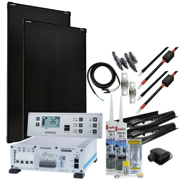 Système solaire pour camping-car Offgridtec mTriple avec 1 chargeur triple 180 W 45/30/350 VBCS et panneau combiné Jupiter...