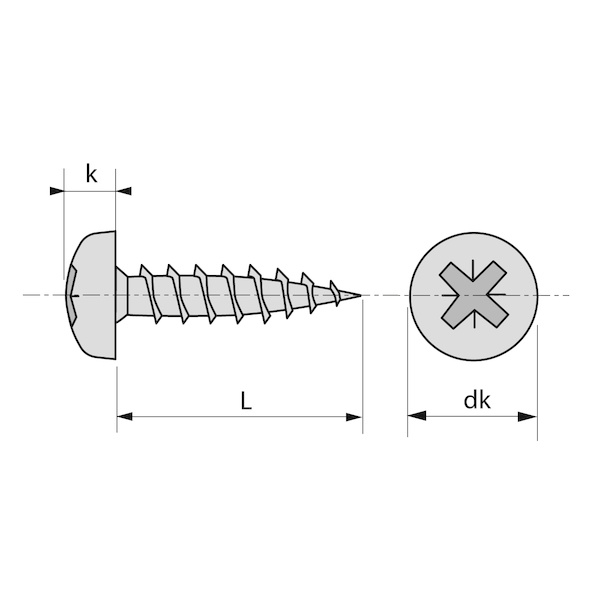 Vis pour panneaux agglomérés tête cylindrique Pozidriv® Inox A2 - 3 x 25 mm - BIVI