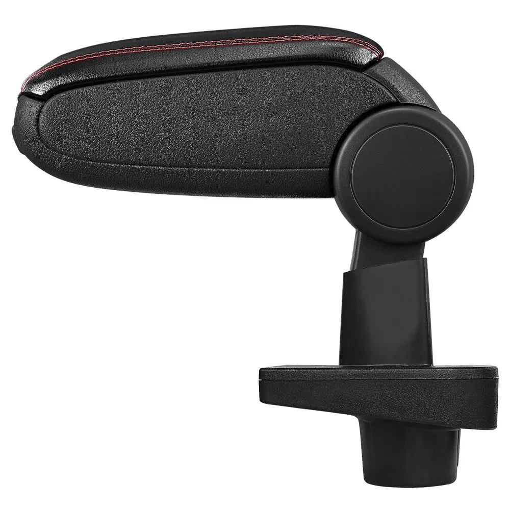 Accoudoir central pour Renault Clio IV (Type X98) avec compartiment rembourré cuir-synthétique noir avec des coutures roug...