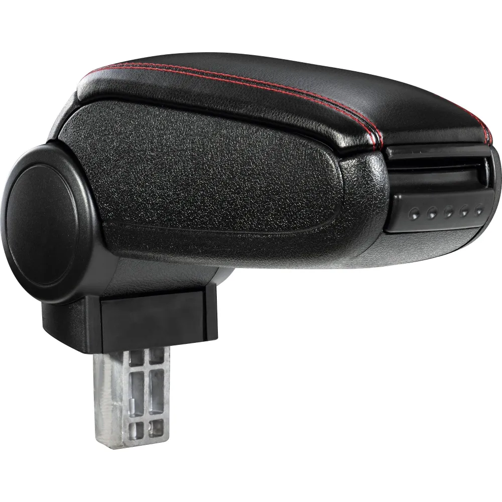 Accoudoir central pour Renault Clio IV (Type X98) avec compartiment rembourré cuir-synthétique noir avec des coutures roug...