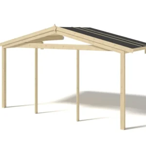 Avant-toit en bois 4x2m pour le chalet de jardin 4m, couleur naturel - dom617 - altanka