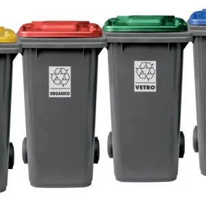 Bidone Carrellato Raccolta Differenziata Bicolore 120lt + Kit Pedale Mobil En polymère 4 Pezzi