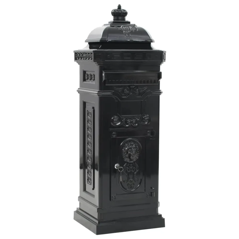 Boîte aux lettres à pilier aluminium nostalgique antirouille noir 02_0041554