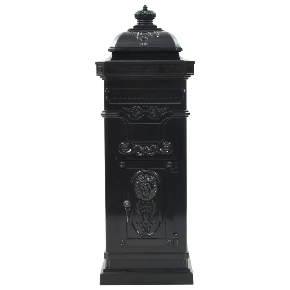 Boîte aux lettres à pilier aluminium nostalgique antirouille noir 02_0041554