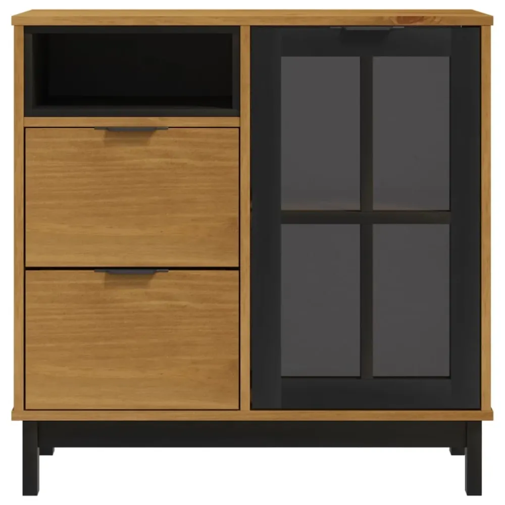 Buffet bahut commode armoire meuble de rangement organisateur cuisine salle de séjour salon avec porte vitrée 80 x 40 x 80...