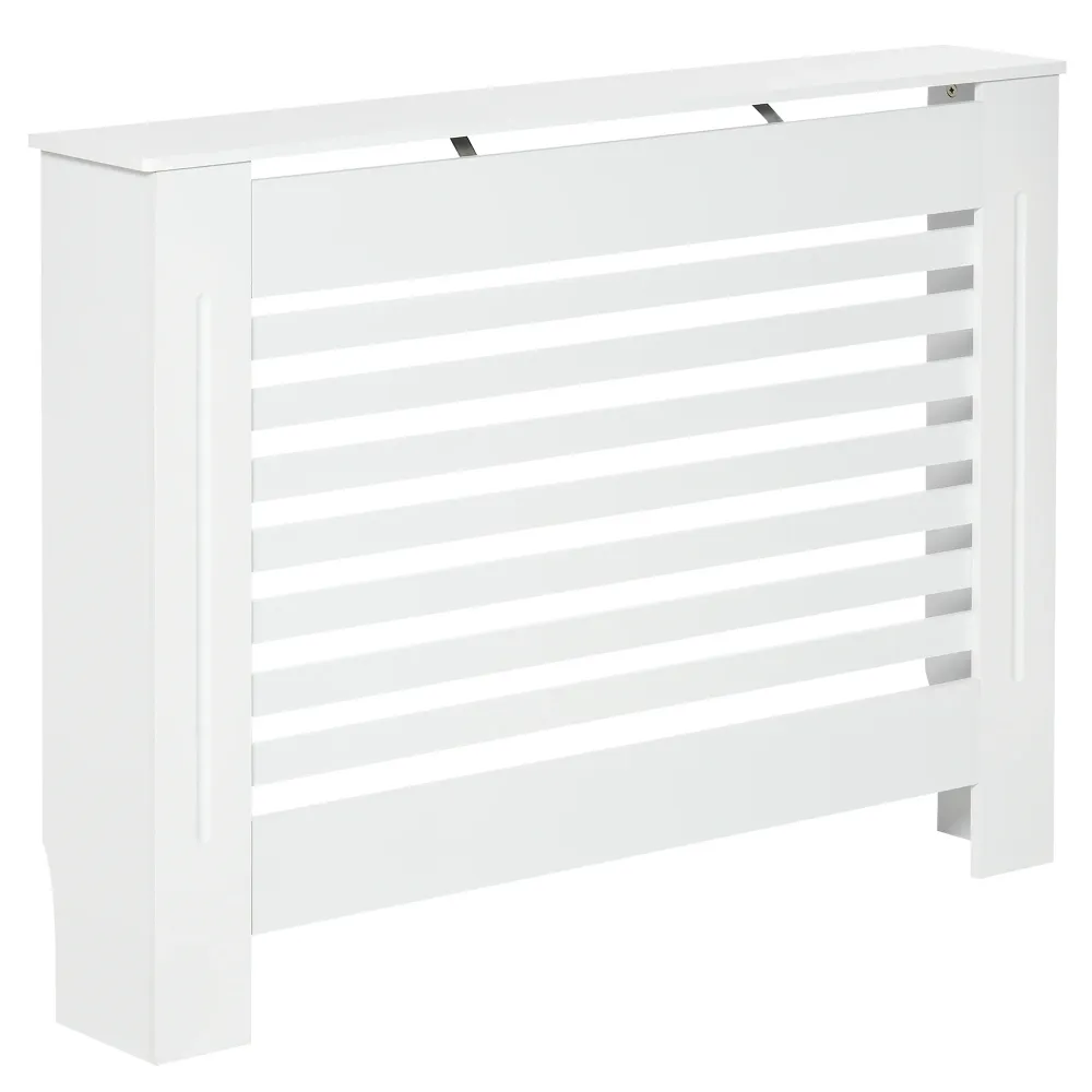 Cache-radiateur couverture radiateur Design à Lattes Panneau Cabinet faible. 112L x 19l x 81H cm MDF Blanc