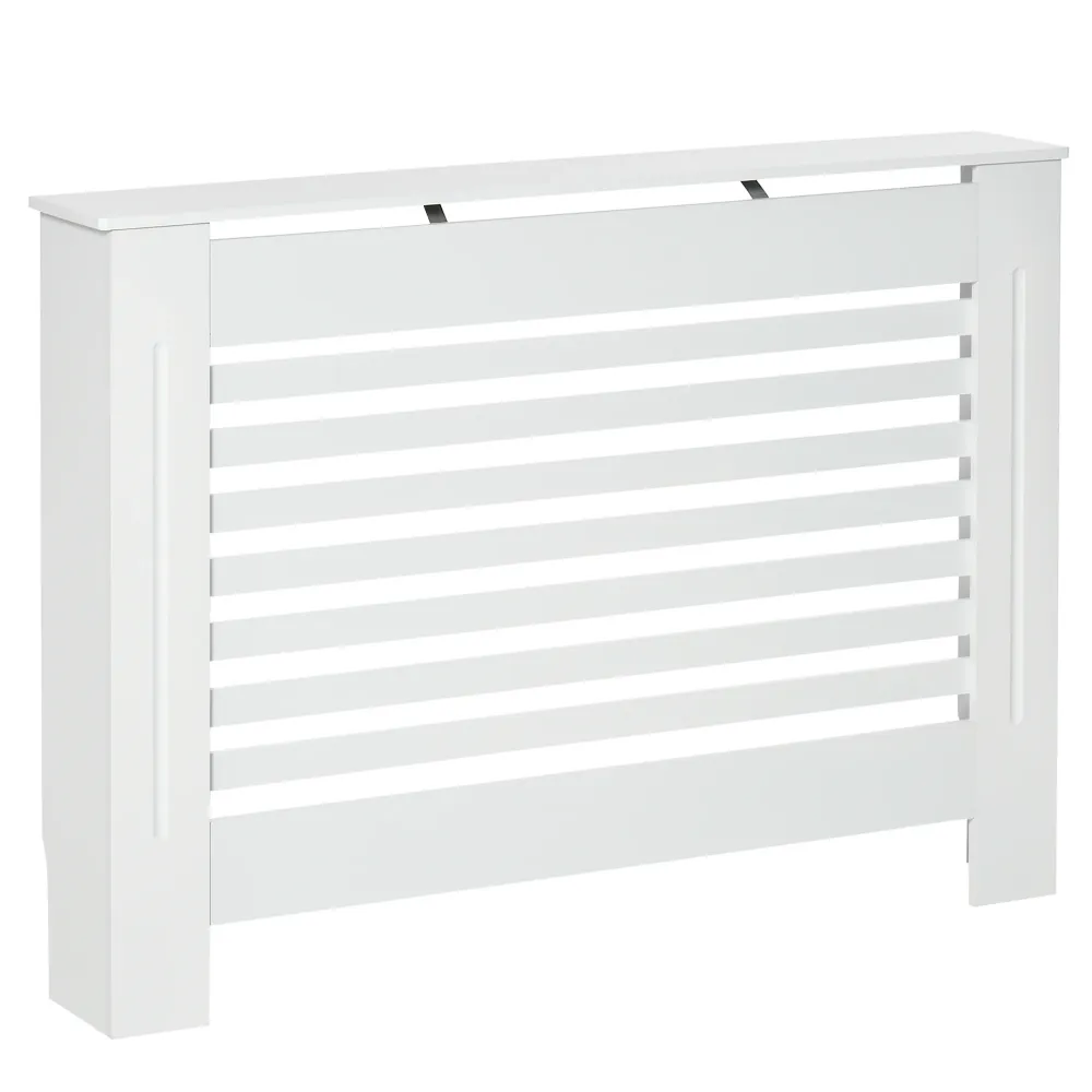 Cache-radiateur couverture radiateur Design à Lattes Panneau Cabinet faible. 112L x 19l x 81H cm MDF Blanc