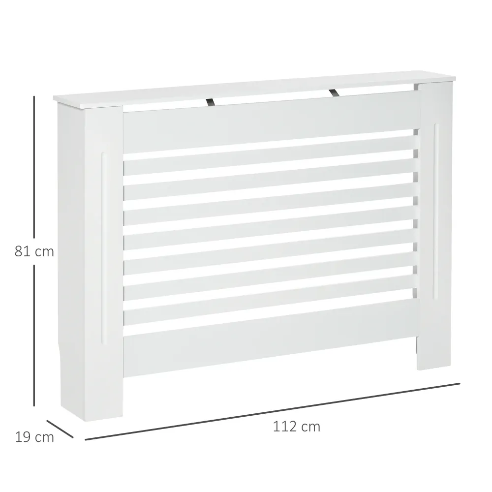 Cache-radiateur couverture radiateur Design à Lattes Panneau Cabinet faible. 112L x 19l x 81H cm MDF Blanc