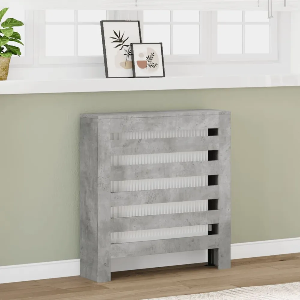 Cache-radiateur gris béton 78x20x82 cm bois d'ingénierie