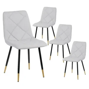 CARDO - Lot de 4 Chaises Surpiqures Carreaux Gris Évident