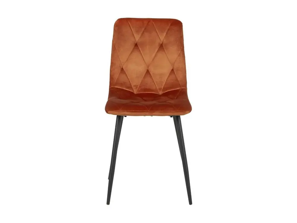 CARINE - Lot de 4 Chaises Capitonnées Orange Pieds Bois