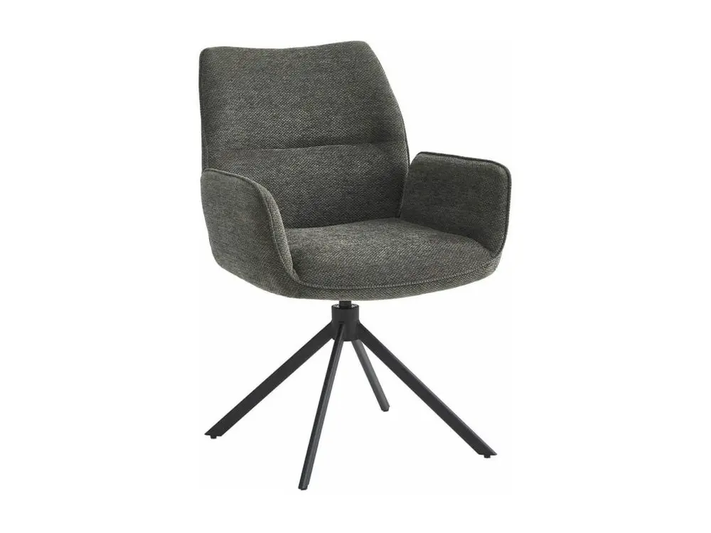 CARLOTTA - Lot de 4 Fauteuils de table Pivotants Tissu Coloris Gris Anthracite