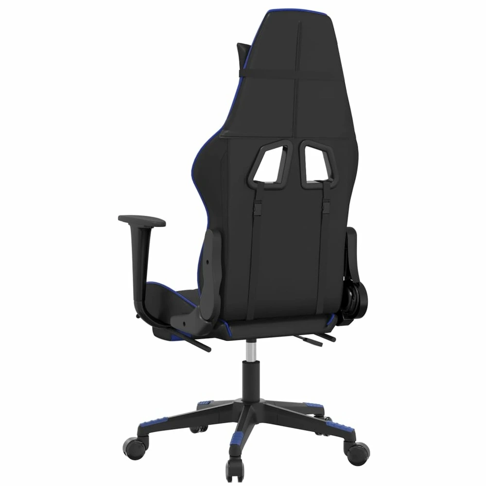 Chaise de jeu avec repose-pied noir et bleu similicuir