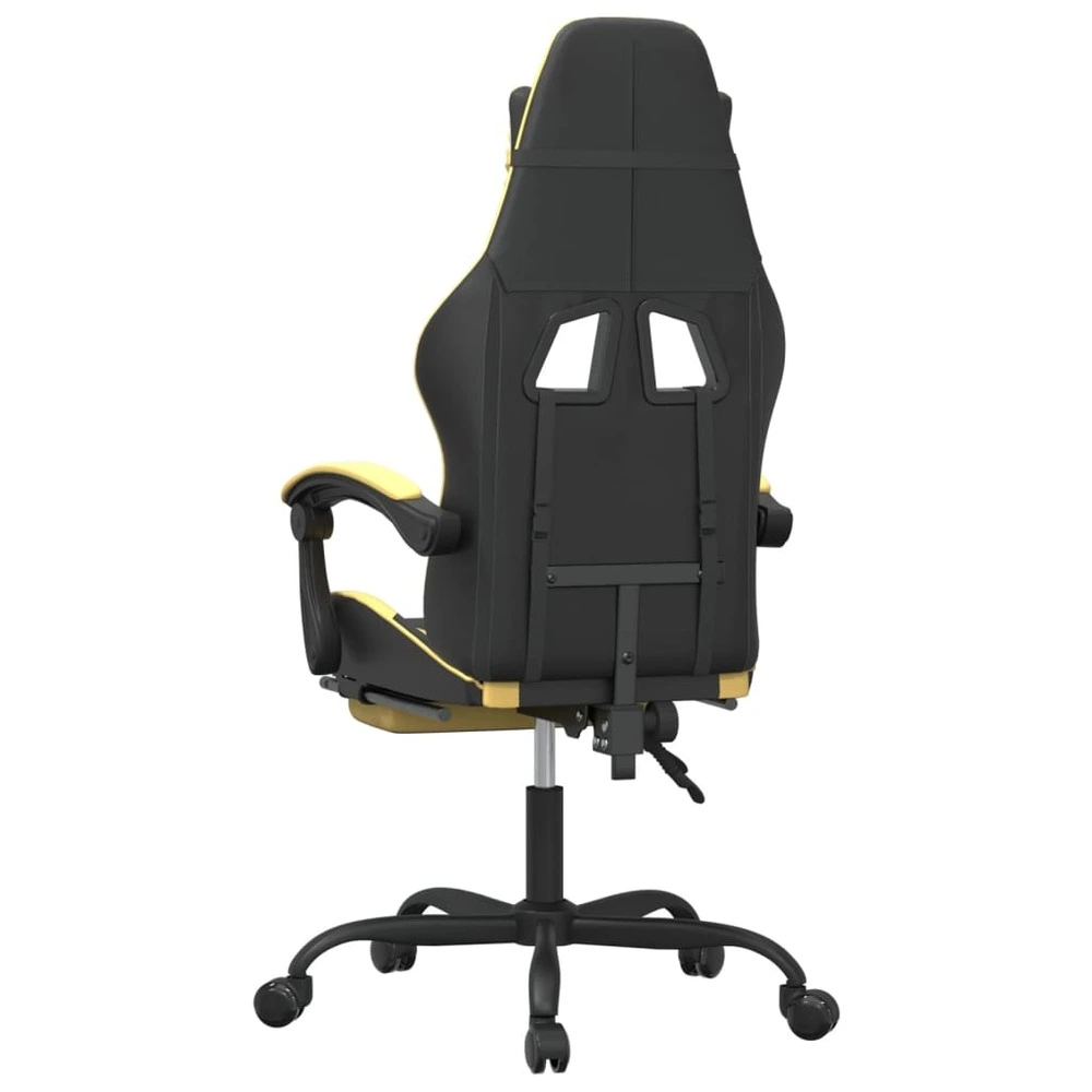 Chaise de jeu avec repose-pied noir et doré similicuir
