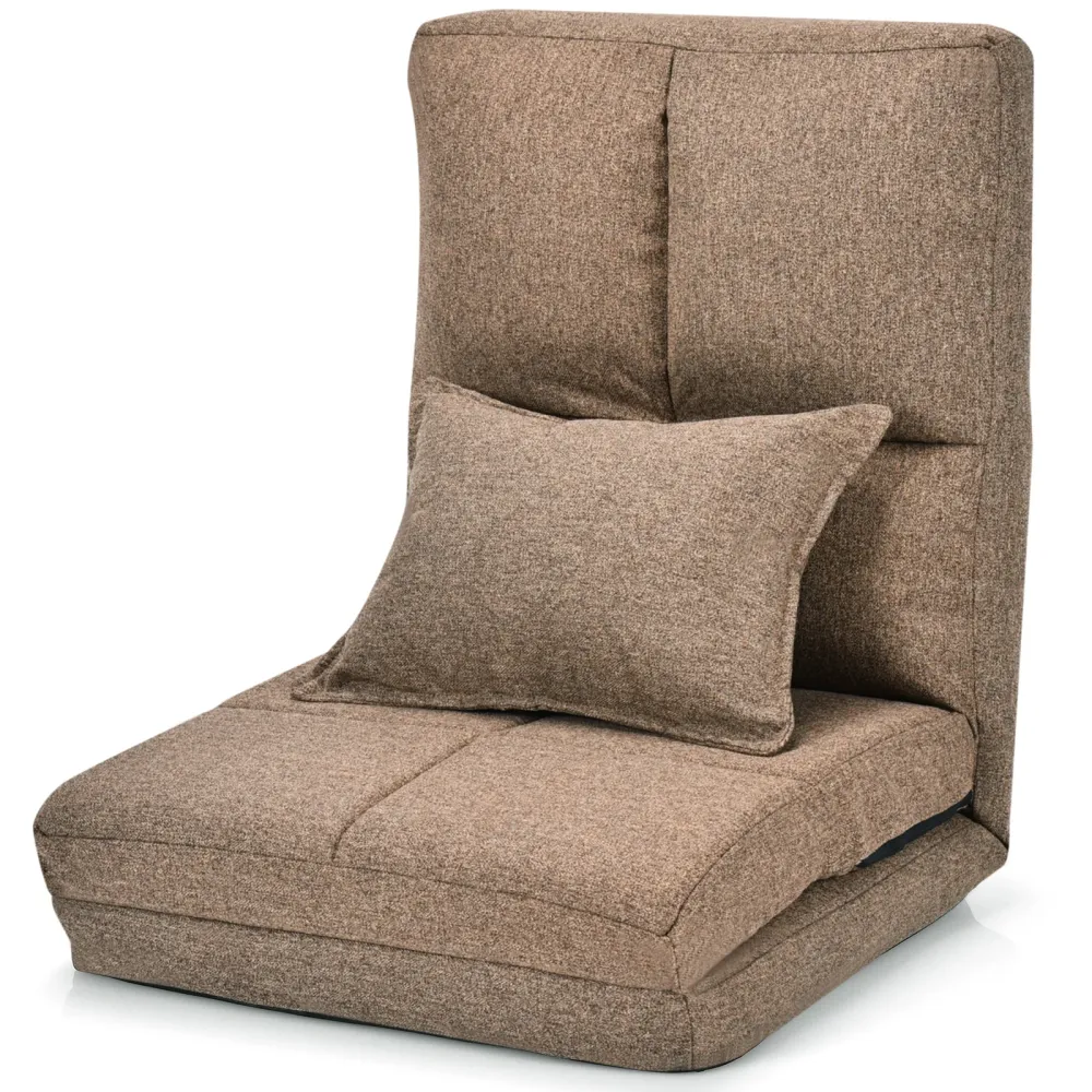 Chaise paresseux sur plancher pliable avec dossier à 5 positions réglables café 20_0000410