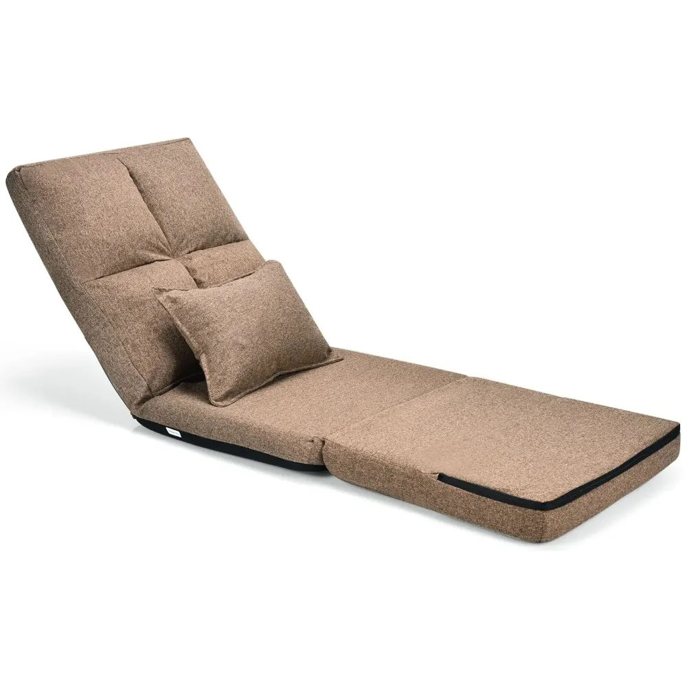 Chaise paresseux sur plancher pliable avec dossier à 5 positions réglables café 20_0000410