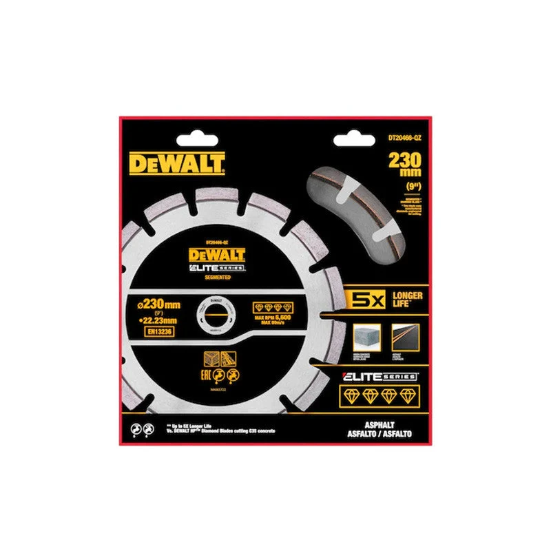 Disque diamant Ø230x22,23mm ÉLITE DEWALT DT20466-QZ pour béton asphalte