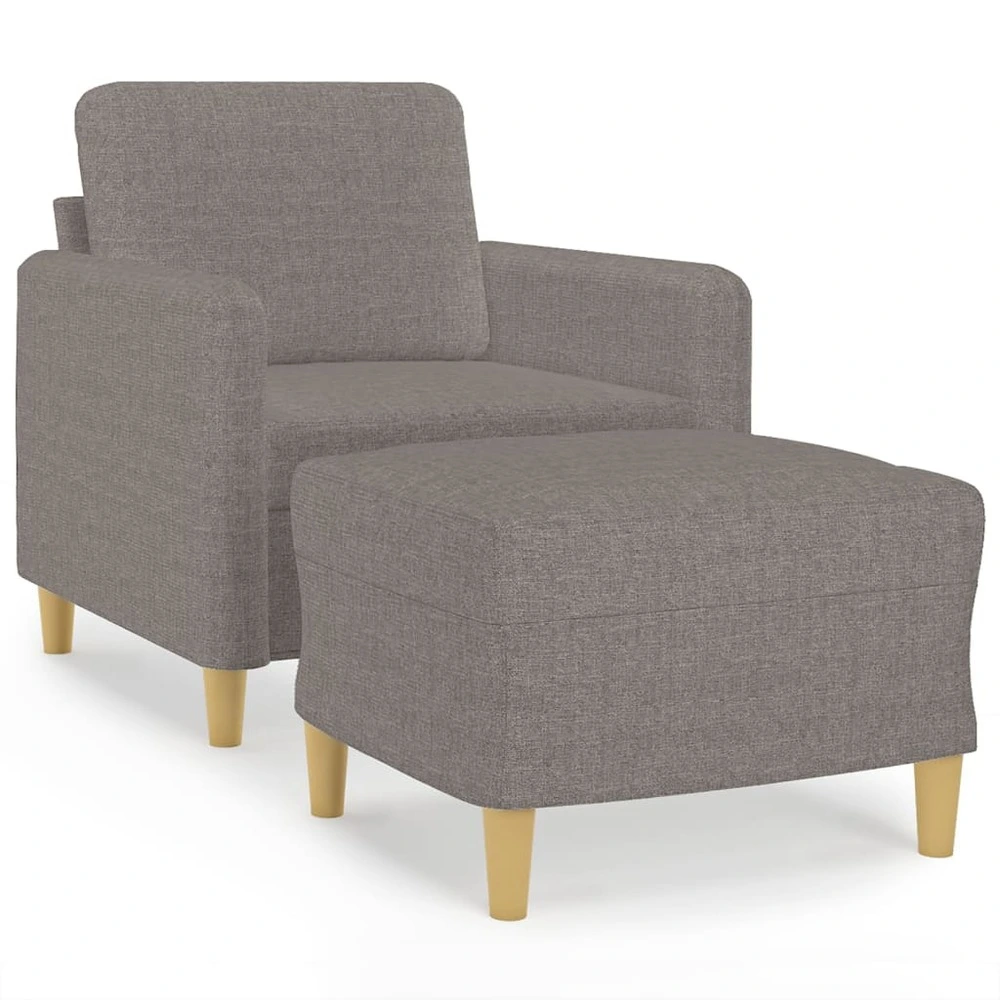 Fauteuil avec repose-pied taupe 60 cm tissu