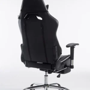 Fauteuil de bureau gamer avec repose-pieds extensible mécanisme de bascule en VINYLE noir / blanc 10_0002747