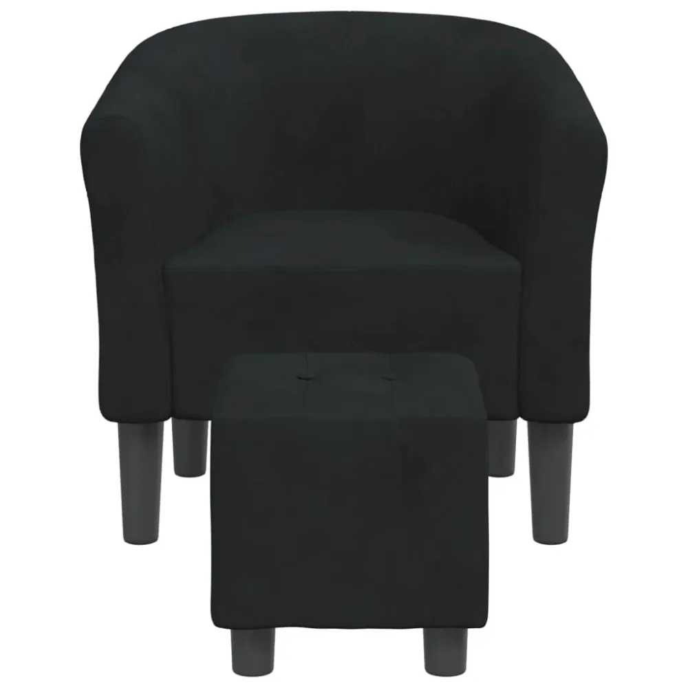 Fauteuil lounge assise confortable design actuel avec repose-pied en velours noir DEC026431
