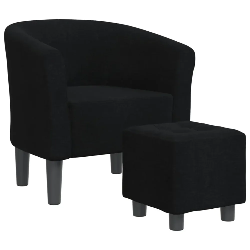 Fauteuil lounge assise confortable design contemporain avec repose-pied en tissu noir DEC026430