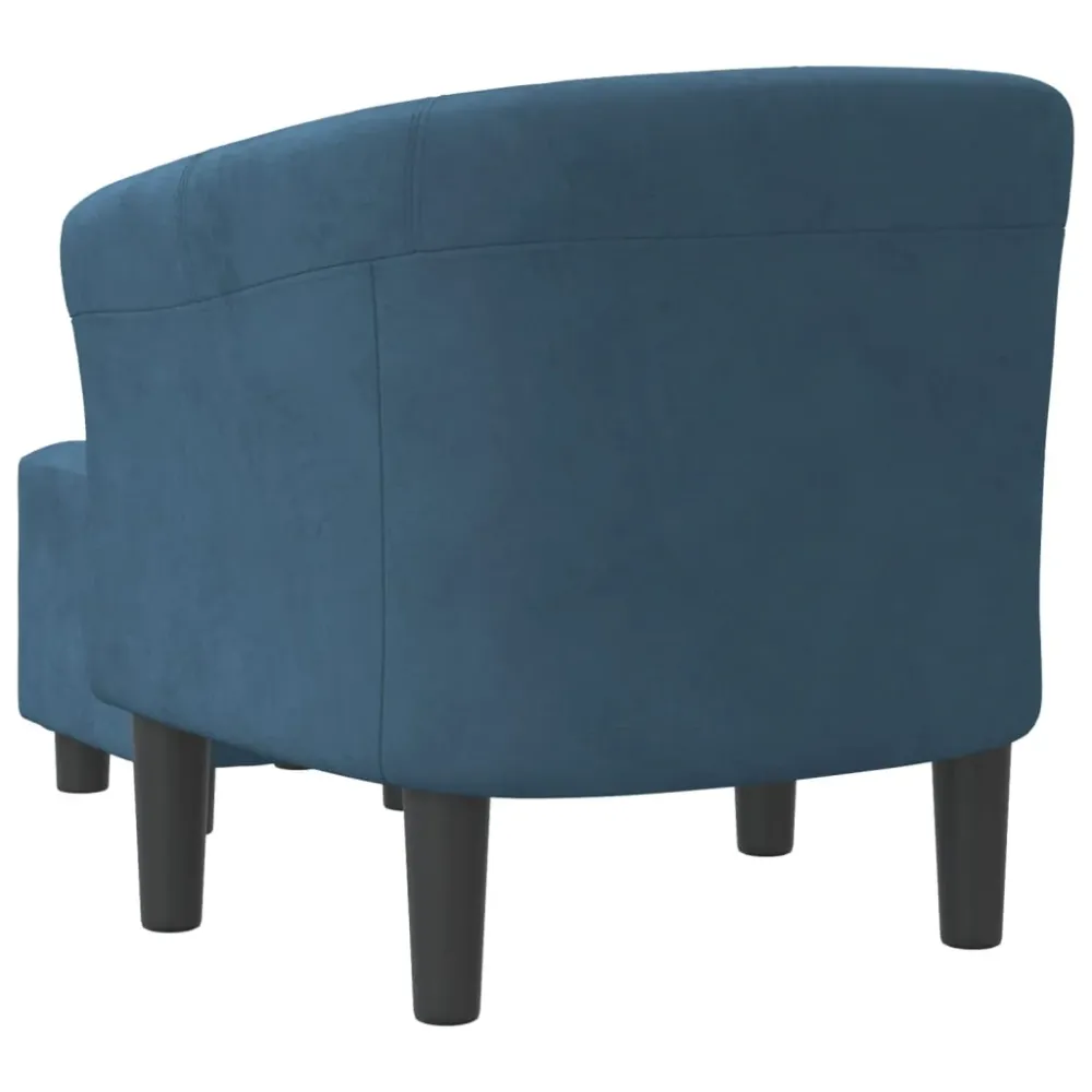 Fauteuil lounge assise confortable design moderne avec repose-pied en velours bleu noir DEC026418
