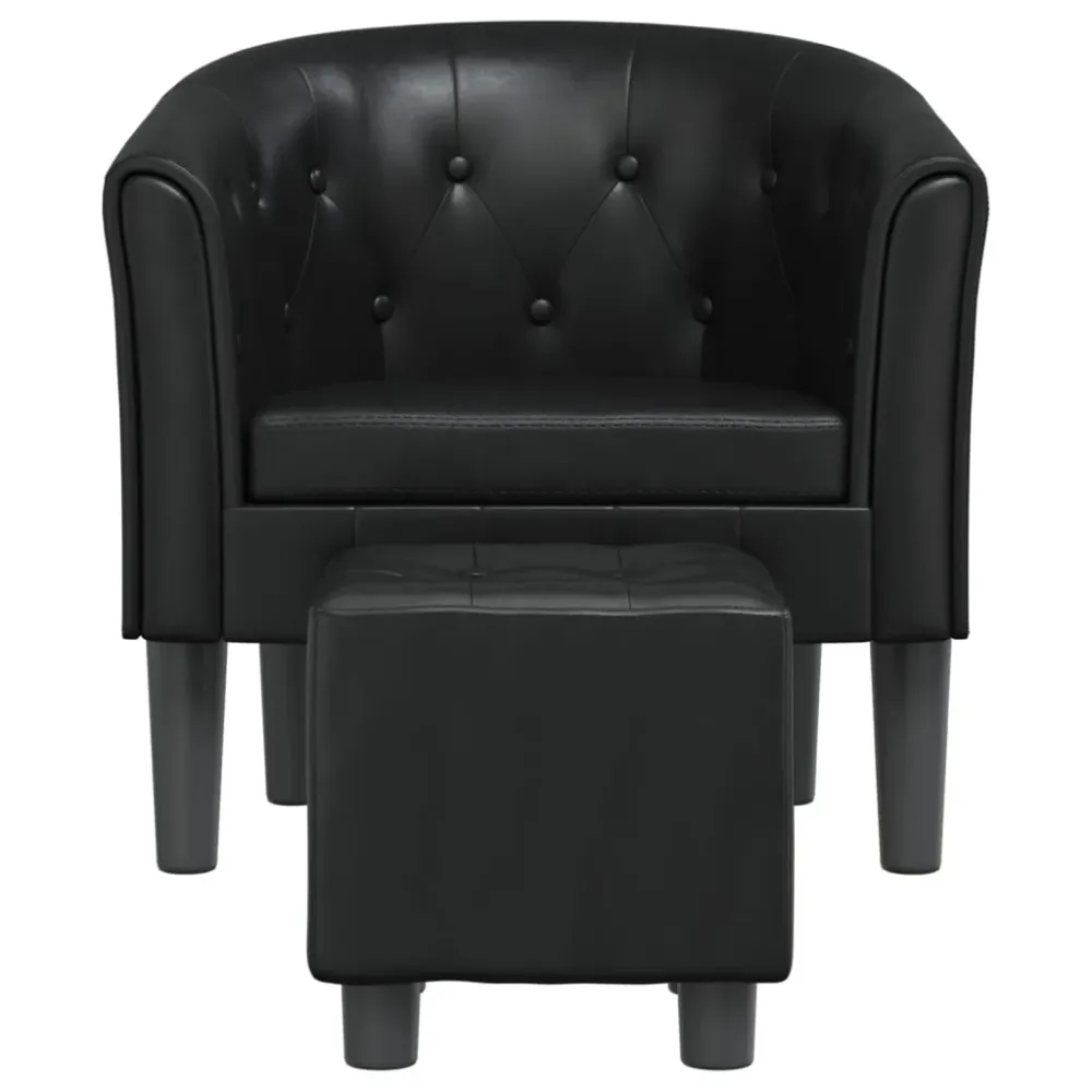 Fauteuil lounge assise confortable design novateur avec repose-pied PVC noir DEC026429