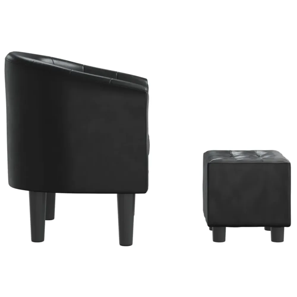 Fauteuil lounge assise confortable design novateur avec repose-pied PVC noir DEC026429