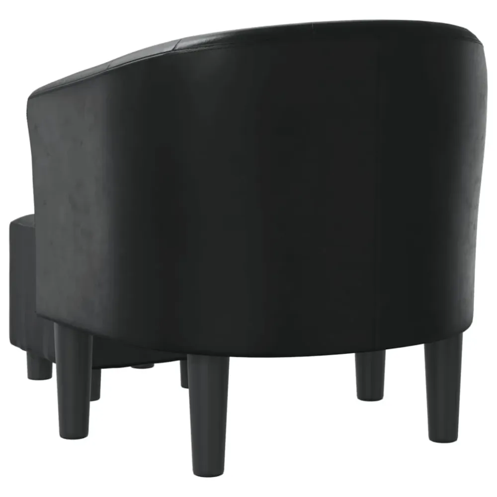Fauteuil lounge assise confortable design novateur avec repose-pied PVC noir DEC026429