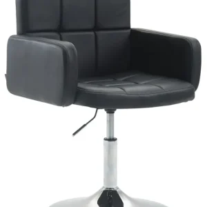 Fauteuil lounge avec accoudoirs rembourrés pivotant à 360° en VINYLE noir et métal chromé 10_0002805