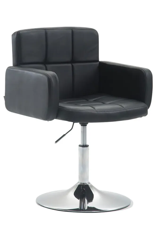 Fauteuil lounge avec accoudoirs rembourrés pivotant à 360° en VINYLE noir et métal chromé 10_0002805