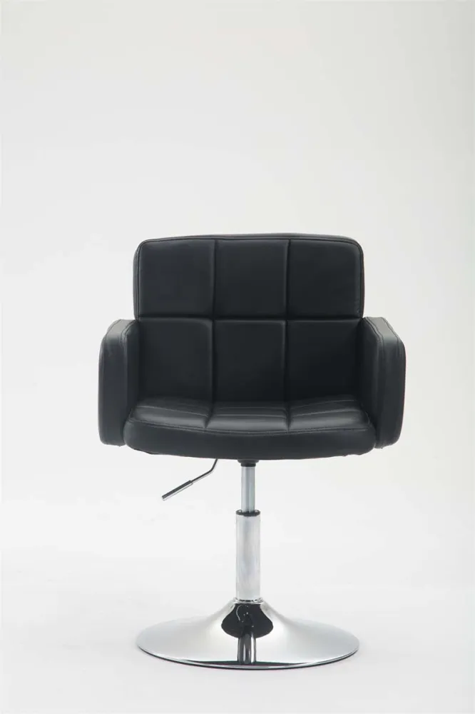 Fauteuil lounge avec accoudoirs rembourrés pivotant à 360° en VINYLE noir et métal chromé 10_0002805