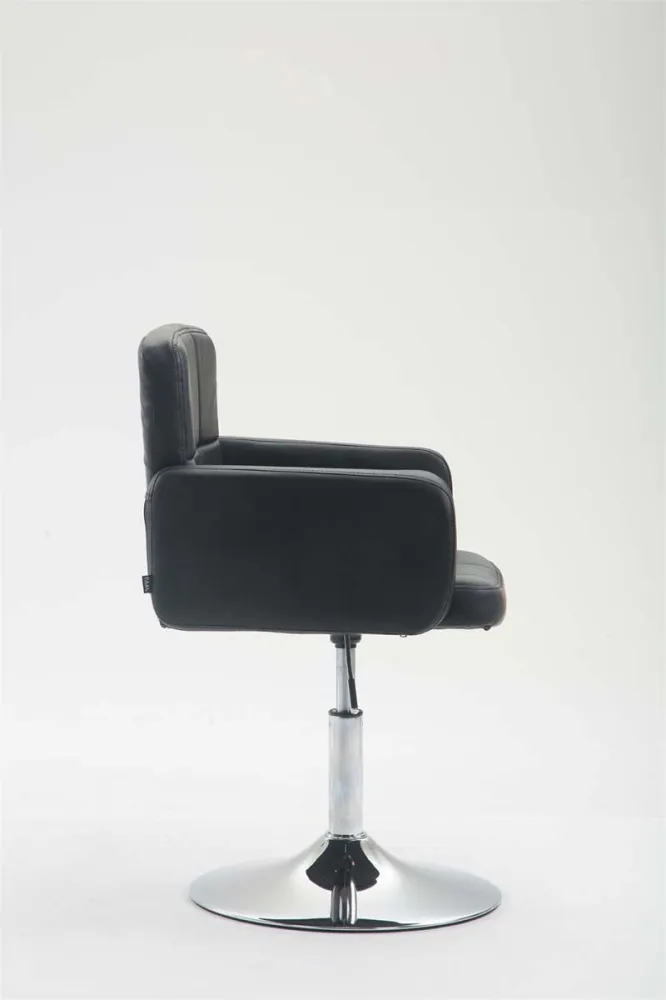 Fauteuil lounge avec accoudoirs rembourrés pivotant à 360° en VINYLE noir et métal chromé 10_0002805