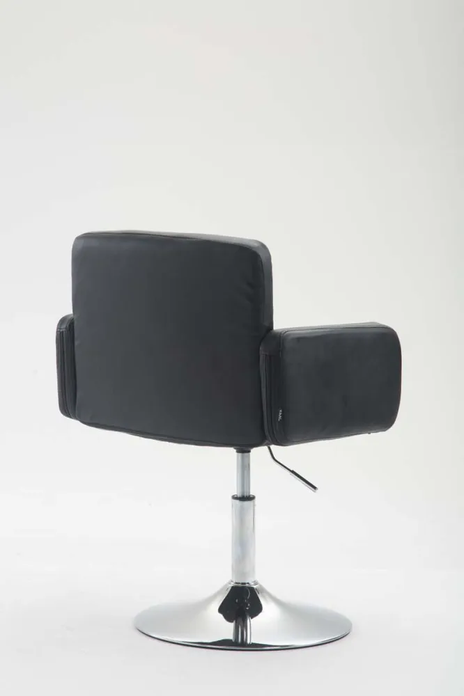Fauteuil lounge avec accoudoirs rembourrés pivotant à 360° en VINYLE noir et métal chromé 10_0002805