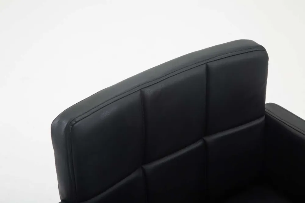 Fauteuil lounge avec accoudoirs rembourrés pivotant à 360° en VINYLE noir et métal chromé 10_0002805