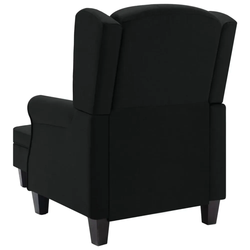Fauteuil lounge design contemporain et confortable avec repose-pieds en tissu noir DEC026840