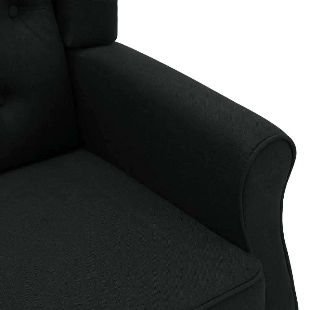 Fauteuil lounge design contemporain et confortable avec repose-pieds en tissu noir DEC026840