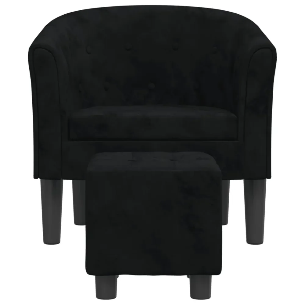 Fauteuil lounge design novateur avec repose-pieds dossier arrondi en velours noir DEC026841