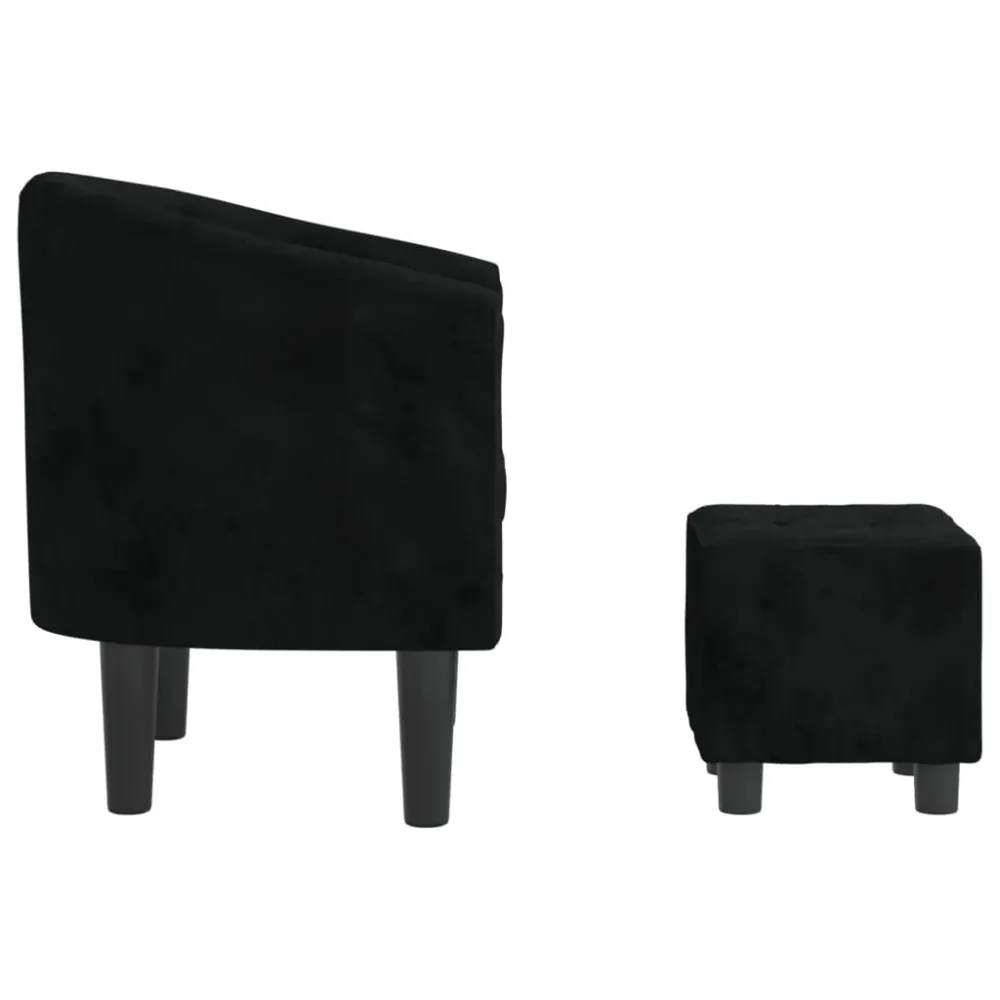 Fauteuil lounge design novateur avec repose-pieds dossier arrondi en velours noir DEC026841