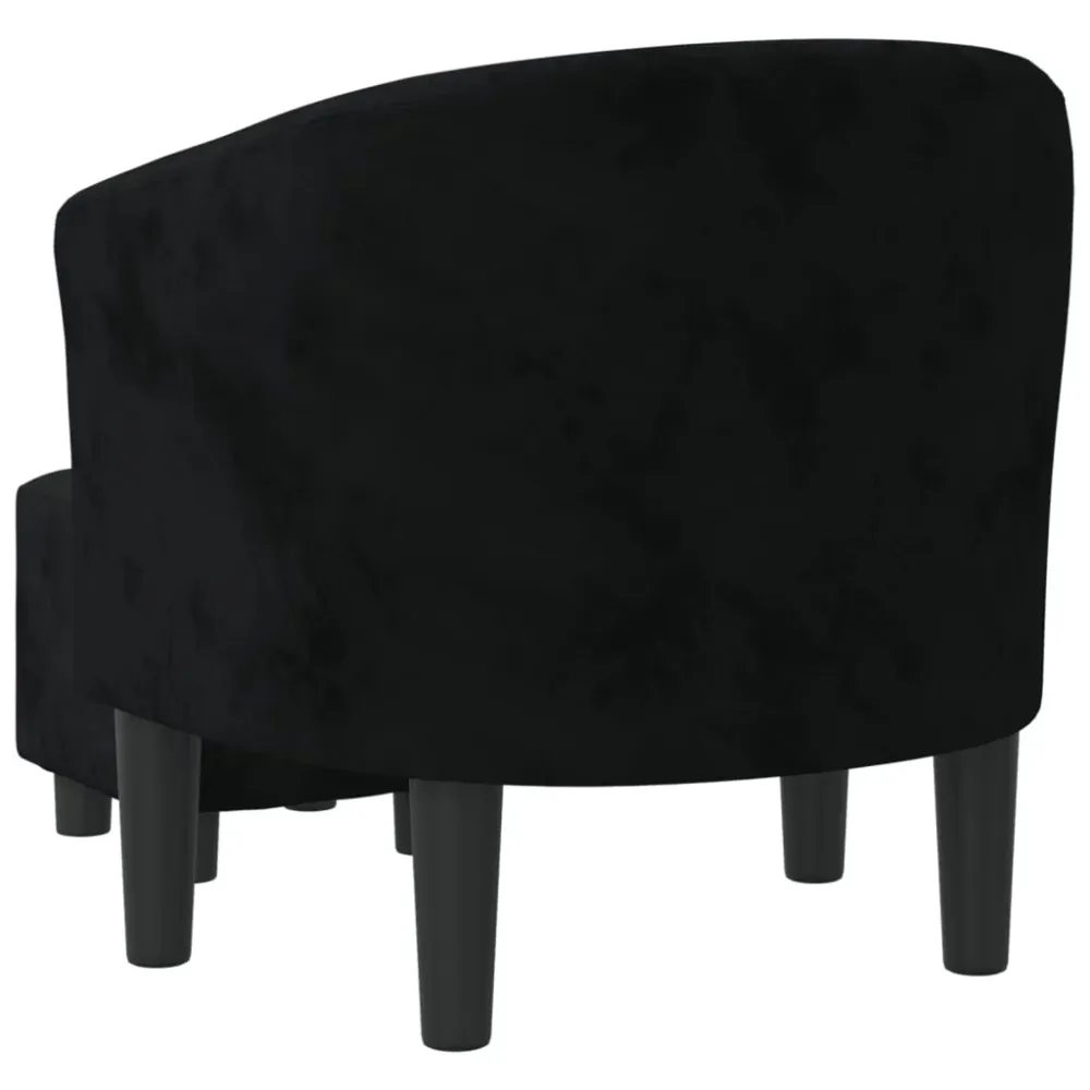 Fauteuil lounge design novateur avec repose-pieds dossier arrondi en velours noir DEC026841