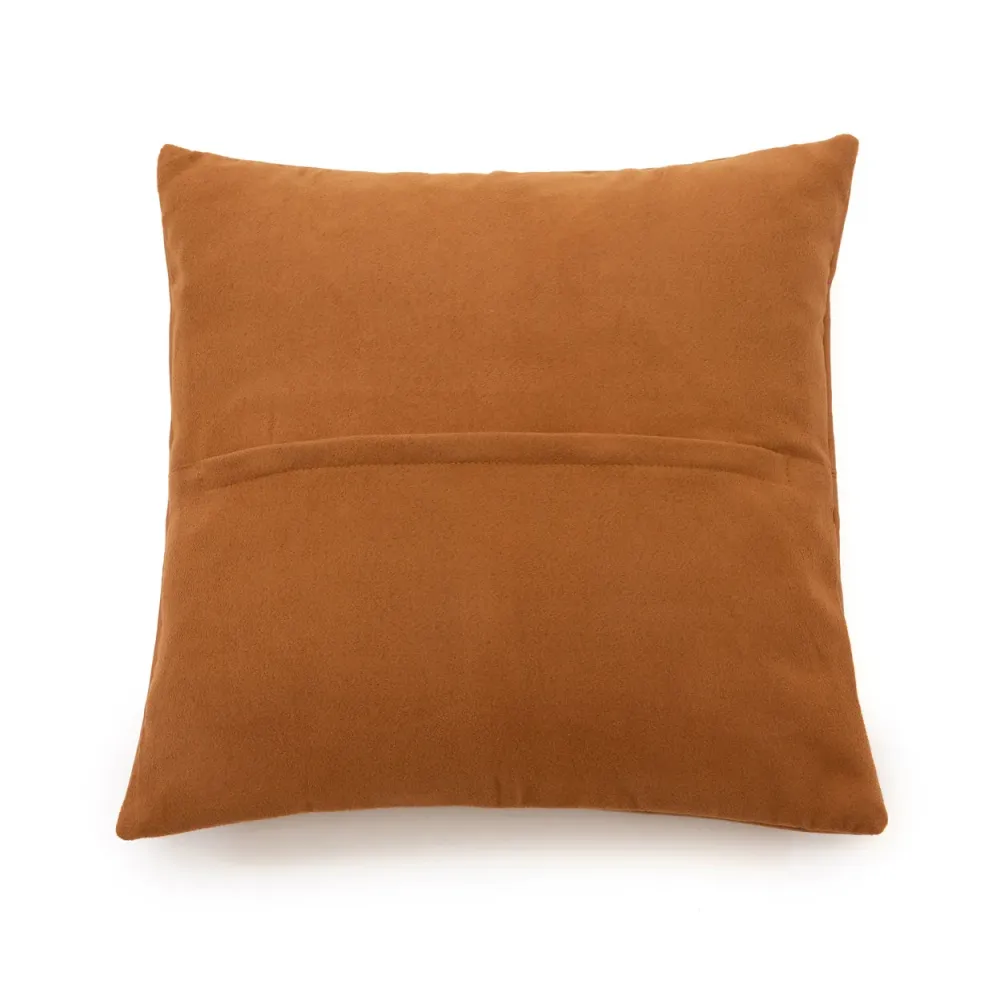 Four Panel En cuir Cushion Cover - Camel - 40x40