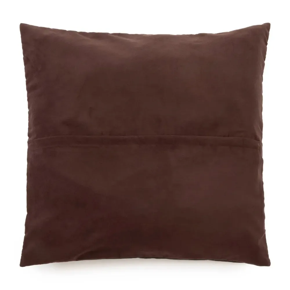 Four Panel Simili-cuir Cushion Cover - Choco - 60x60