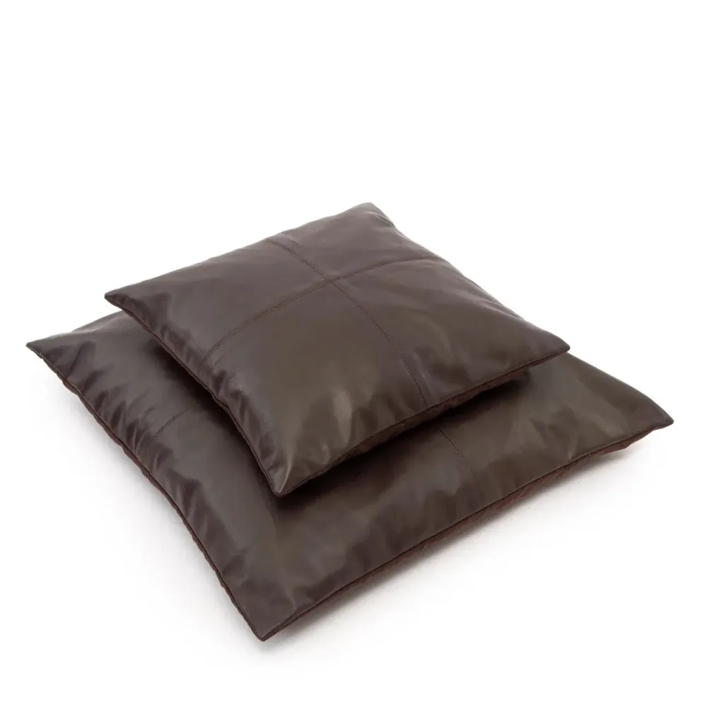 Four Panel Simili-cuir Cushion Cover - Choco - 60x60