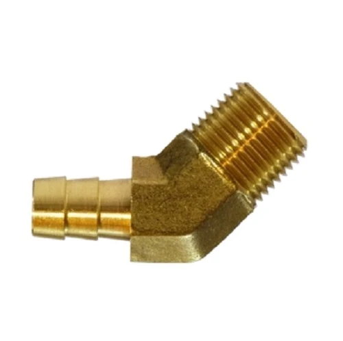 1/2" Hose Barb X 1/4" Male NPTF Hose Barb X MIP 45 Degree Elbow Laiton Fittings 32346
