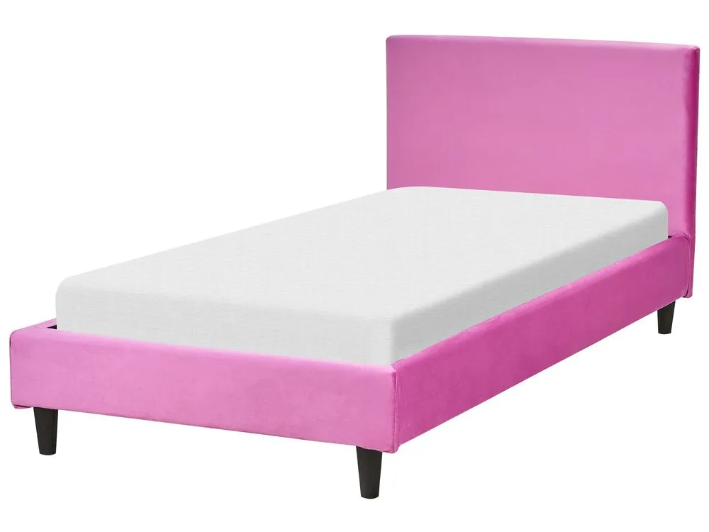 Housse de cadre de lit aisé en velours rose fuchsia 90 x 200 cm pour les lits FITOU