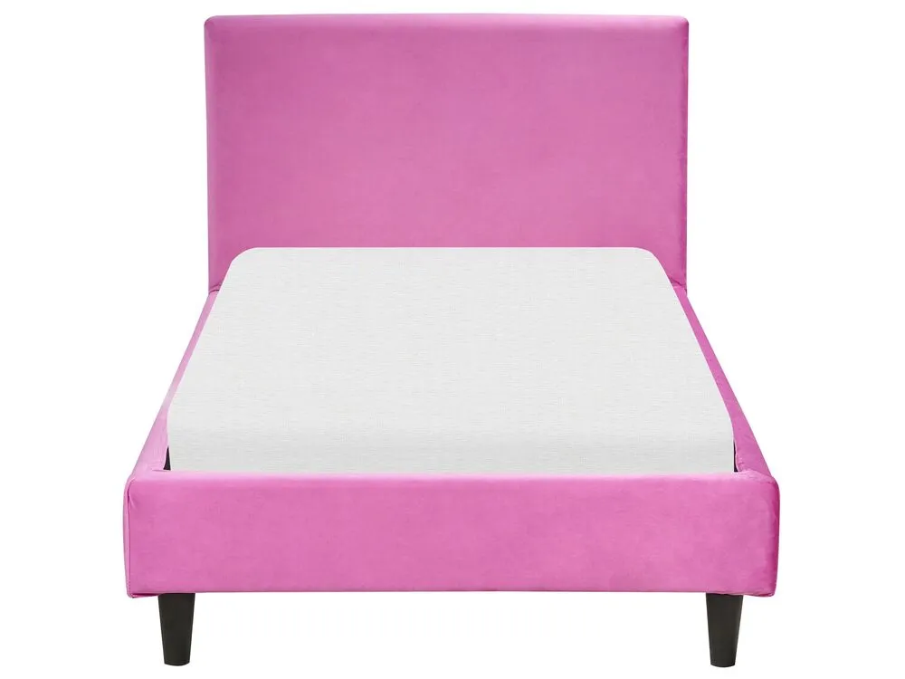 Housse de cadre de lit aisé en velours rose fuchsia 90 x 200 cm pour les lits FITOU