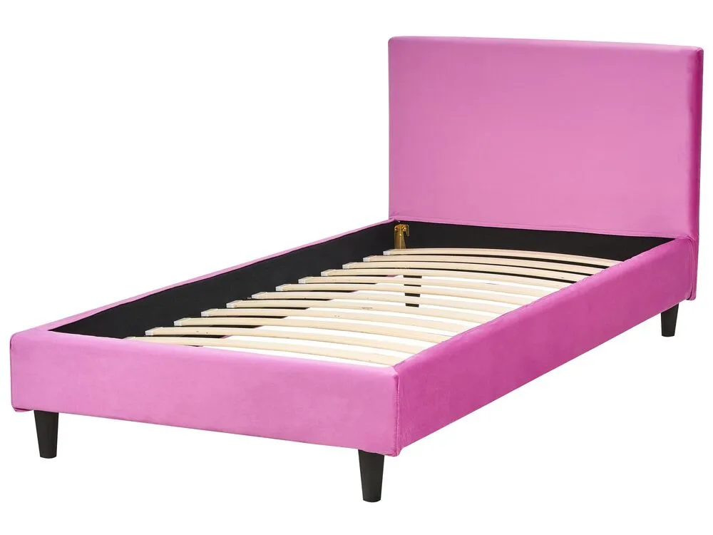Housse de cadre de lit aisé en velours rose fuchsia 90 x 200 cm pour les lits FITOU