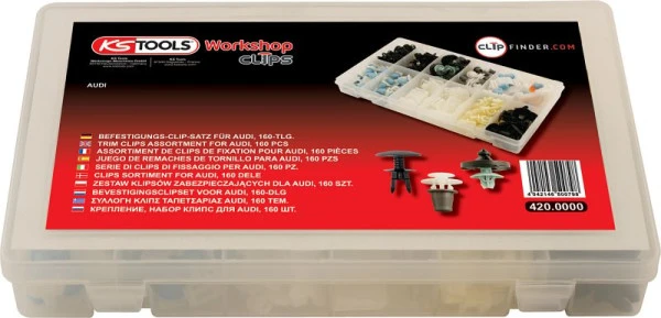 Jeu de clips de fixation KS Tools pour Audi 160 pièces 420 0000 commander à bas prix